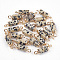 Electroplate Natural Dalmatian Jasper Links connectors, with Iron Findings, Column, Golden, 20~21x5~6x5~6mm, Hole: 1.8mm