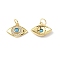 Brass Micro Pave Clear Cubic Zirconia Pendants, Cadmium Free & Nickel Free & Lead Free, with Glass and Jump Ring, Eye Charms, Real 18K Gold Plated, 11x15x3mm, Hole: 3.5mm