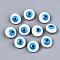 Natural Freshwater Shell Beads, with Enamel, Enamelled Sequins, Flat Round with Evil Eye, Deep Sky Blue, 8x4.5mm, Hole: 0.8mm