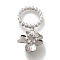 Brass with Cubic Zirconia Pendants, Cadmium Free & Nickel Free & Lead Free, with ABS Imitation Pearl, Flower, Platinum, 32mm