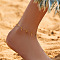 Bohemian Brass & Colorful Glass Flat Round Tassel Anklets, Golden, 9-1/8 inch(230mm)