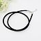 Silk Cord Necklaces, with Brass Lobster Clasps, Platinum, Black, 17 inch~18 inch