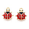 Alloy Enamel Pendants, Cadmium Free & Nickel Free & Lead Free, Light Gold, Ladybug Charm, Rack Plating, FireBrick, 17x14.5x5mm, Hole: 2mm