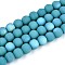 Frosted Opaque Glass Beads Strands, Round, Half Plated, AB Color Plated, Dark Turquoise, 6~6.5mm, Hole: 0.9mm, about 67~70pcs/strand, 14.57~15.16 inch(37~37.5cm)