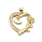 Brass Micro Pave Clear Cubic Zirconia Pendants, Cadmium Free & Lead Free, with Sythetic Opal, Heart, Real 18K Gold Plated, Lip, 23.5x24.5x3.5mm, Hole: 3.5x4mm