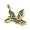 Brass Micro Pave Cubic Zirconia Pendants, Cadmium Free & Nickel Free & Lead Free, with Enamel, Real 18K Gold Plated, Dinosaur, Medium Blue, 26x27x2mm, Hole: 4x3.5mm