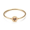 Rack Plating Brass Micro Pave Cubic Zirconia Bangles, Real 18K Gold Plated Flat Round with Heart Clasp Bangles, Long-Lasting Plated, Cadmium Free & Lead Free, Colorful, Inner Diameter: 2-1/4 inch(5.6cm)