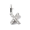 925 Sterling Silver with Cubic Zirconia Charms, Letter, Letter X, 9.5x4.5x1.5mm, Hole: 2.5x1.5mm