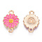 Zinc Alloy Enamel Sunflower Connector Charms, Flower Links, Light Gold, Hot Pink, 18x12x2mm, Hole: 1.8mm
