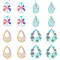 UNICRAFTALE 40pcs 4 Styles Multi-color Teardrop Pattern Pendants 201 Stainless Steel Filigree Charms Mixed Shapes Metal Embellishments Pendants for DIY Necklaces Jewelry Making