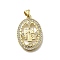 Brass Micro Pave Cubic Zirconia Pendants, Virgin Mary, Rack Plating, Long-Lasting Plated, Cadmium Free & Lead Free, Oval, 24.5x17x2.5mm, Hole: 5x3.5mm