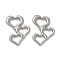 304 Stainless Steel Linking Rings, Triple Heart, Non-Tarnish, Stainless Steel Color, 16x13x2mm, Inner Diameter: 4x5mm & 4.5x3.5mm & 4x4.5mm