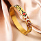 304 Stainless Steel Enamel Bangles, Hinged Bangles for Women, Rhombus, Real 18K Gold Plated, Real 18K Gold Plated, Red, Inner Diameter: 2-3/8 inch(6cm)