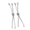 Rack Plating Brass Slider Bracelets Making, Box Chain Bolo Bracelets Making, with Cubic Zirconia Flat Round Charms, Real Platinum Plated, Single Chain Length: about 7cm