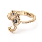 Adjustable Brass Micro Pave Cubic Zirconia Ring, Long-Lasting Plated, Sea Horse, Colorful, Golden, Size 7, 17mm