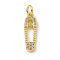 Brass Micro Pave Cubic Zirconia Pendants, Cadmium Free & Lead Free, with Jump Rings, Safety Pin Charms, Real 18K Gold Plated, 16.5x5x2mm, Hole: 2.7mm