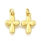 Brass Pendants, Cross Charms, Rack Plating, Lasting Plated, Cadmium Free & Lead Free, with Jump Ring, Real 18K Gold Plated, 11.5x7.5x2.5mm, Hole: 2mm