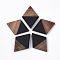Resin & Walnut Wood Pendants, Rhombus, Black, 34.5x24x3mm, Hole: 2mm