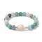 Tortoise Synthetic Turquoise & Natural Amazonite Stretch Bracelets for Women, Inner Diameter: 2-1/4 inch(5.8cm)