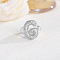 Brass Micro Pave Clear Cubic Zirconia Cuff Rings, Platinum, Letter G, Inner Diameter: Adjustable