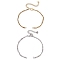 2Pcs 2 Colors 304 Stainless Steel Singapore Chain Bracelet Makings, with Heart End Charms, Golden & Stainless Steel Color, 6-5/8 inch(16.9cm), 1pc/color