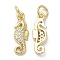 Brass Micro Pave Cubic Zirconia Pendants, with Jump Ring, Lead Free & Cadmium Free, Seahorse Charm, Real 18K Gold Plated, 17x5.5x2.5mm, Hole: 3.4mm