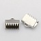 Tarnish Resistant 304 Stainless Steel Ribbon Clamp Ends, Stainless Steel Color, 10x11x5mm, Hole: 2x4mm