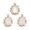 Natural Moonstone Faceted Pendants, with Rack Plating Brass Clear Cubic Zirconia Teardrop Charms, Golden, 21x15x5mm, Hole: 1.4mm