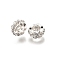 Brass Micro Pave Cubic Zirconia European Beads, Flat Round, Rack Plating, Cadmium Free & Lead Free, Long-Lasting Plated, Silver, 8x4mm, Hole: 4mm