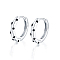 Elegant S925 Sterling Silver Hoop Earrings, with Black Cubic Zirconia, Silver, 12x13mm