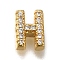 Rack Plating Brass Micro Pave Clear Cubic Zirconia Beads, Long-Lasting Plated, Cadmium Free & Lead Free, Real 18K Gold Plated, Letter H, 8x6x3mm, Hole: 0.8mm