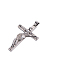 304 Stianless Steel Pendants with Rhinestone, Cross with Guitar Charm, Stainless Steel Color, 60x39mm