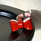 Bowknot Resin Open Cuff Rings for Women, Red, Inner Diameter: 17mm