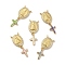 Brass Charms, with Shell, Cadmium Free & Lead Free, Long-Lasting Plated, Oval with Cross, Real 18K Gold Plated, Mixed Color, 30mm, Hole: 1.5mm