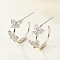 Anti-Tarnish Rhodium Plated 925 Sterling Silver Micro Pave Cubic Zirconia C Shaped Stud Earrings, Butterfly, Platinum, 7mm