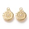 Brass Micro Pave Clear Cubic Zirconia Pendants, Long-Lasting Plated, Flat Round with Moon with Star, Golden, 19.5x17.5x2.3mm, Jump Ring: 5x0.8mm, 3.5mm Inner Diameter