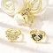Brass Micro Pave Cubic Zirconia Cuff Rings for Women, Heart & Cross, Real 18K Gold Plated, Rack Plating, Long-Lasting Plated, Lead Free & Cadmium Free, Mixed Color, Heart: 14.5x18.5mm