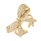 Bowknot Brass Micro Pave Clear Cubic Zirconia Open Cuff Rings for Women, Real 18K Gold Plated, Bowknot: 19.5x26mm, Adjustable