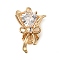 Brass with Glass Pendants, Bouquet Charms, Real 18K Gold Plated, 21.5x14x5mm, Hole: 1.2mm