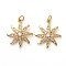 Brass Micro Pave Clear Cubic Zirconia Pendants, with Jump Rings, Sun, Golden, 20x17.5x4mm, Hole: 3mm