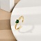 Rack Plating Heart Brass Micro Pave Cubic Zirconia Cuff Rings for Women, Long-Lasting Plated, Cadmium Free & Lead Free, Real 18K Gold Plated, Inner Diameter: 16mm, Adjustable
