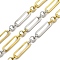 Ion Plating(IP) 304 Stainless Steel Two-Tone Link Chains, with Spool, Unwelded, Golden & Stainless Steel Color, 22.5x6x1.5mm, about 32.81 Feet(10m)/Roll