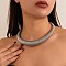 Iron Round Snake Chains Choker Necklaces, Platinum, Inner Diameter: 5.12 inch(13cm)