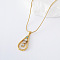 3Pcs Stainless Steel Crystal Rhinestone Teardrop Pendant Necklaces for Women, Golden, 15.75 inch(40cm)