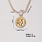Fashion Brass Rhinestones Flat Round Pendant Necklace for Women, Unique and Versatile, Golden, 15.75 inch(400mm)