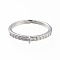 Brass Cuff Finger Ring Settings, Loop Ring Base, with Micro Pave Clear Cubic Zirconia, Long-Lasting Plated, Platinum, Size 7,  17mm, Hole: 1x1.5mm
