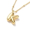 Initial Letter Brass Pendant Necklaces, Real 18K Gold Plated, Letter K, 17.52 inch(445mm), Letter: 13.5x18.5mm.