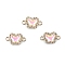 Alloy Crystal Rhinestone Connector Charms, with Acrylic, Light Gold, Butterfly, Pink, 18x10.5mm, Hole: 2mm