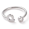 Brass Micro Pave Clear Cubic Zirconia Cuff Rings, Open Rings, Long-Lasting Plated, Real Platinum Plated, Letter.Q, US Size 6, Inner Diameter: 17mm
