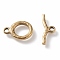 Ion Plating(IP) 304 Stainless Steel Toggle Clasps, Textured, Ring, Golden, Ring: 16x12x2mm, Hole: 2mm, Bar: 18x6x2mm, Hole: 2mm
